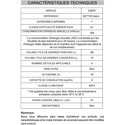 Refrigerateur Table Top Eder B 2 Tt 25 Mda