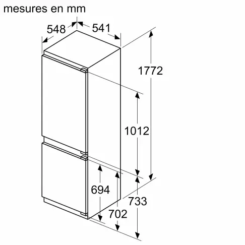 Réfrigérateur intégrable combiné inversé BOSCH KIV86SFE0 - 10