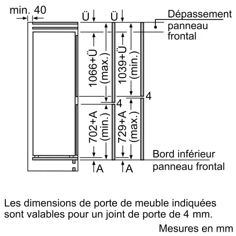 Réfrigérateur intégrable combiné inversé BOSCH KIV86SFE0 - 11