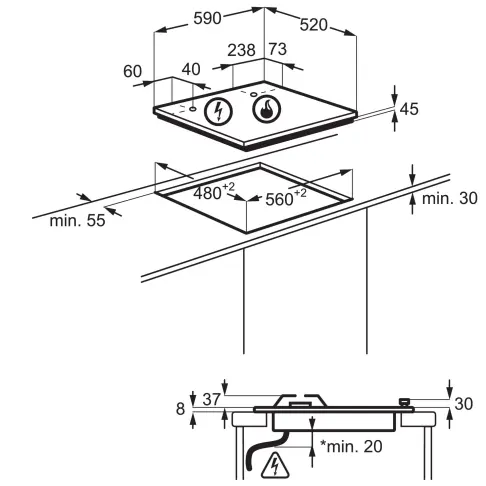 Table verre ELECTROLUX KGG64362K - 2