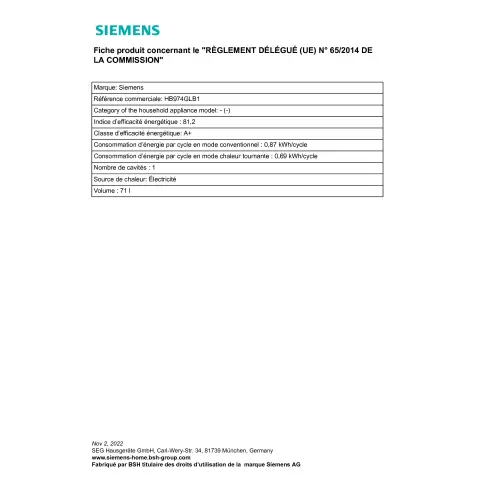 Four pyrolyse SIEMENS HB974GLB1 - 2