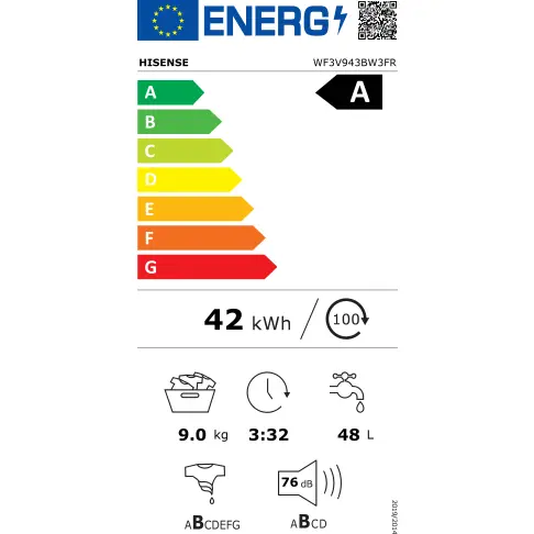 Lave-linge frontal HISENSE WF3V943BW3FR - 6