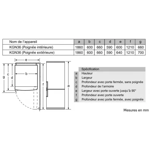 Réfrigérateur combiné inversé BOSCH KGN36NLEA - 8