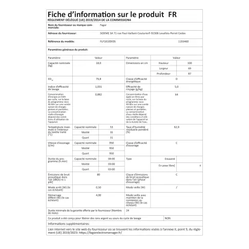 Lave-linge frontal FAGOR FLF1810DIDS - 6