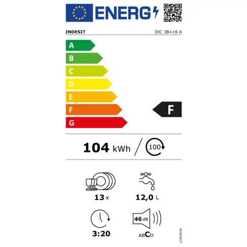 Lave-vaisselle tout intégré 60 cm INDESIT DIC3B+16A - 4