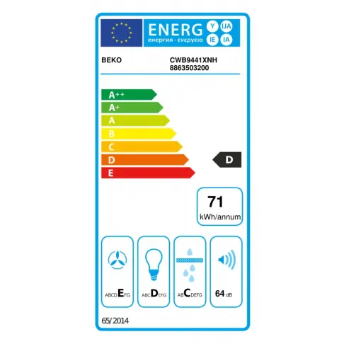 Hotte décorative BEKO CWB 9441 XNH - 9