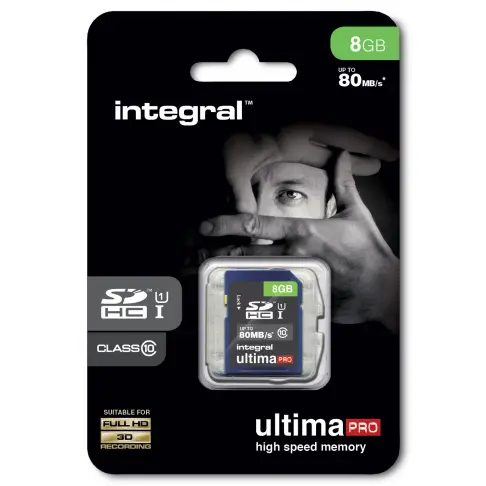 Carte secure digital INTEGRAL SDHC 8 GO CL 10/80 - 1