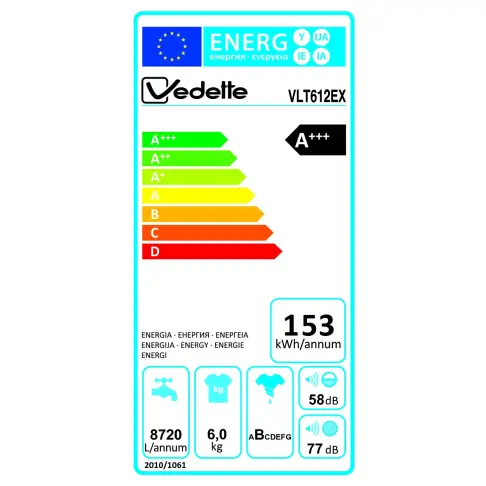 Lave-linge top VEDETTE VLT 612 EX - 4