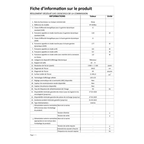 Tv led 65'' SHARP 65BL2EA - 6