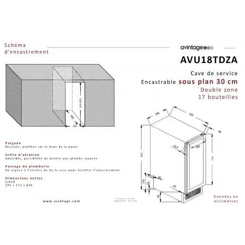 Cave à vin intégrée AVINTAGE AVU18TDZA - 2