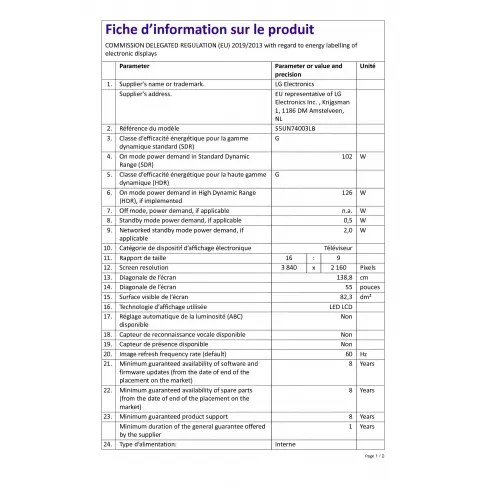 Tv led 55'' LG 55UN74003LB - 2