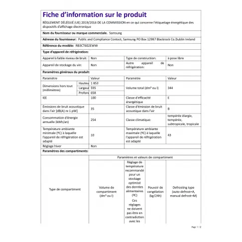 Réfrigérateur combiné inversé SAMSUNG RB3CT602EWW - 10
