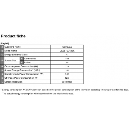 Tele Led 65 Pouces Samsung Ue65tu7125 Mda