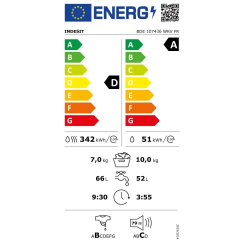 Lave-linge séchant INDESIT BDE107436WKVFR - 5