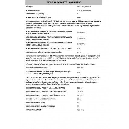 Lave Linge Frontal Hotpoint Ariston Njum 10944 Wfr Mda