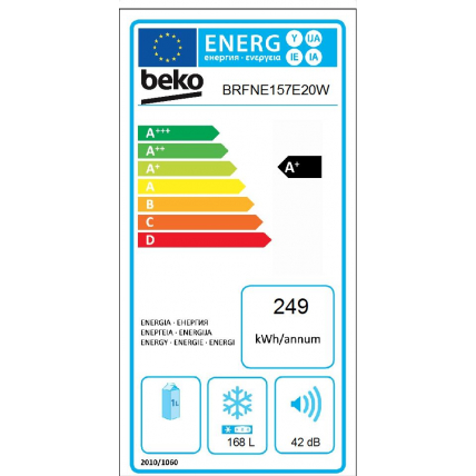 Congelateur Armoire Beko Brfne 157 E 20 W Mda