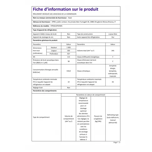 Réfrigérateur combiné inversé HAIER HTR3619FWMN - 4