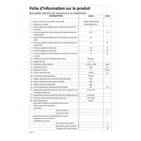 Moniteur IIYAMA XUB 2792 QSU-W 1 - MDA