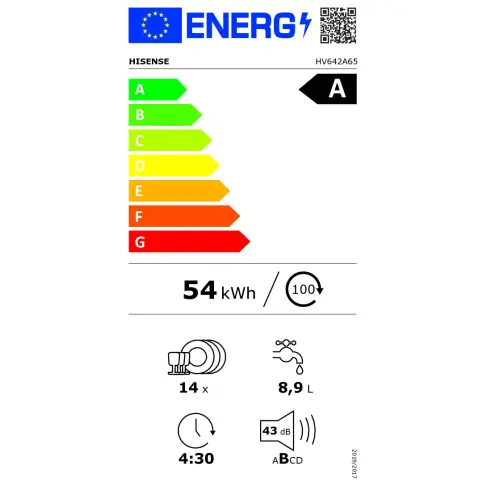 Lave-vaisselle tout intégré 60 cm HISENSE HV642A65 - 5