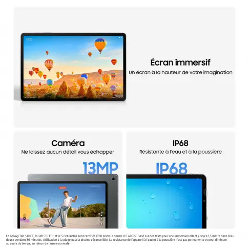 SAMSUNG Galaxy Tab S10 FE 5G Wi-Fi Gris - 128Go - 12