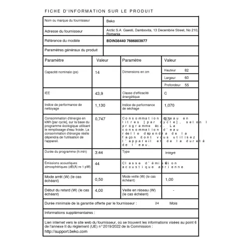 Lave-vaisselle tout intégré 60 cm BEKO BDIN38440 - 2