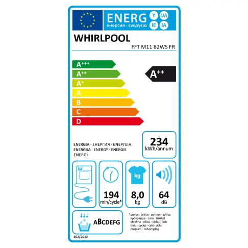 Sèche-linge frontal WHIRLPOOL FFTM1182WSFR - 5