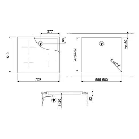 Plaque à induction SMEG GAMME ELITE SI2731D - 2