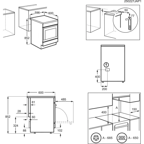 Cuisinière dessus vitrocéramique ELECTROLUX LKR64890BW - 2