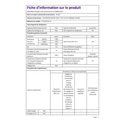 Réfrigérateur 2 portes SHARP SJTA03ITXLF - 4