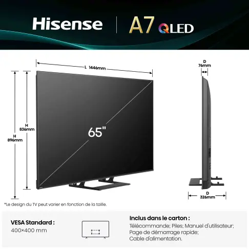 Tv led 65'' HISENSE 65A7Q - 2