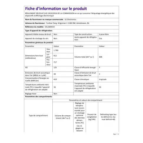 Réfrigérateur américain LG GSL 360 ICEV - 3