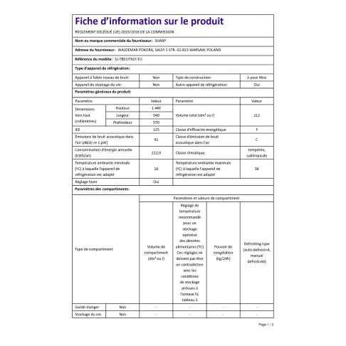 Réfrigérateur 2 portes SHARP SJTB01ITXLF - 2