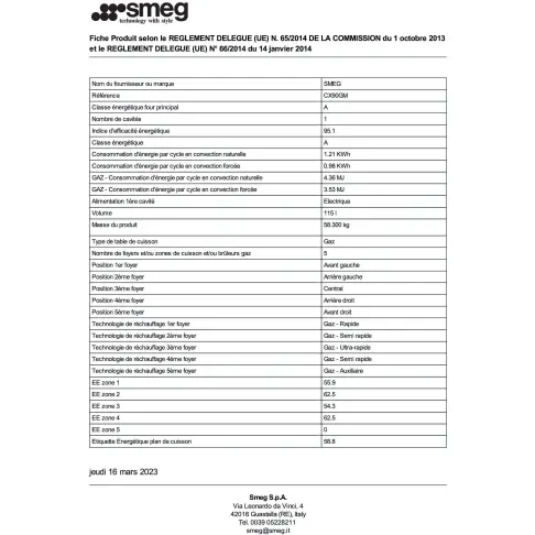 Piano de cuisson dessus gaz SMEG GAMME ELITE CX90GM - 2