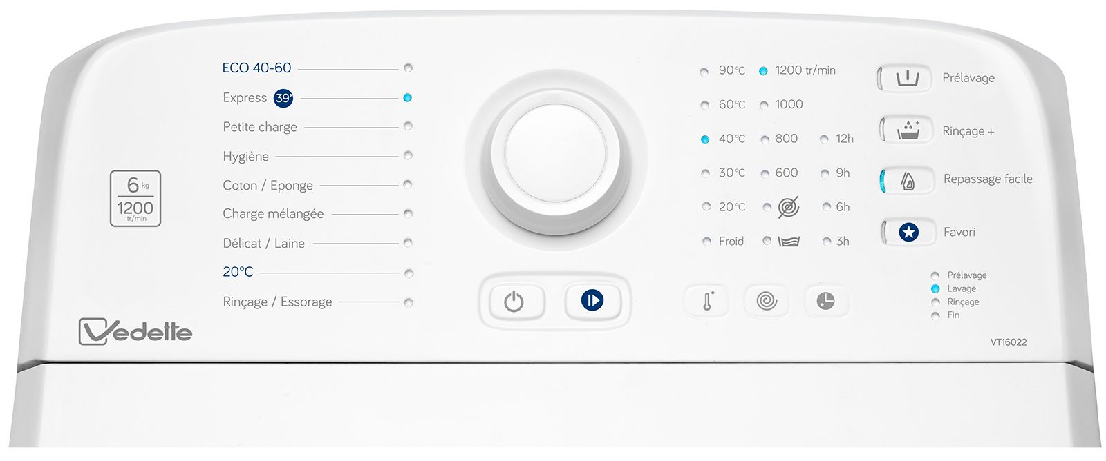 Machine à Laver Vedette 6kg Mode D emploi Lave-linge top VEDETTE VT16022 - MDA