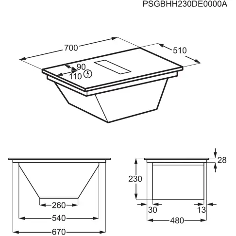 Plaque aspirante induction ELECTROLUX KCC73443CZ - 8