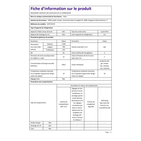 Réfrigérateur combiné inversé HAIER A4FE742CPJ - 2