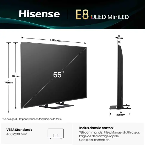 Tv led 55'' HISENSE 55E8Q - 4