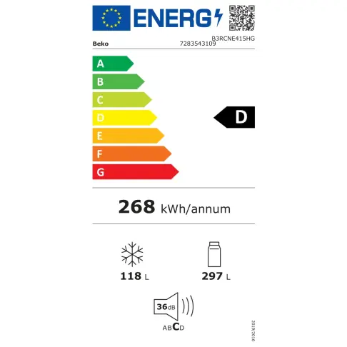 Réfrigérateur combiné inversé BEKO B3RCNE415HG - 3