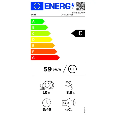 Lave-vaisselle 45 cm BEKO BDFS26040W - 2