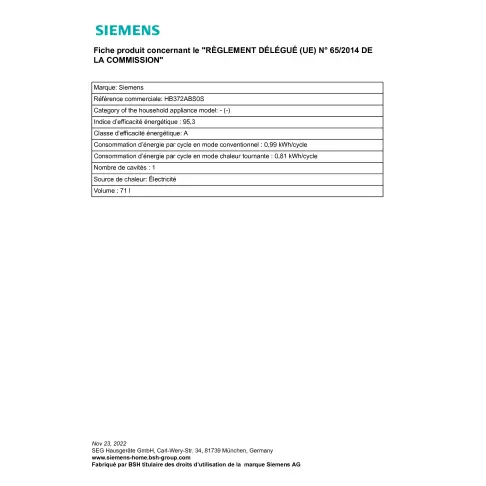 Four pyrolyse SIEMENS HB372ABS0S - 2