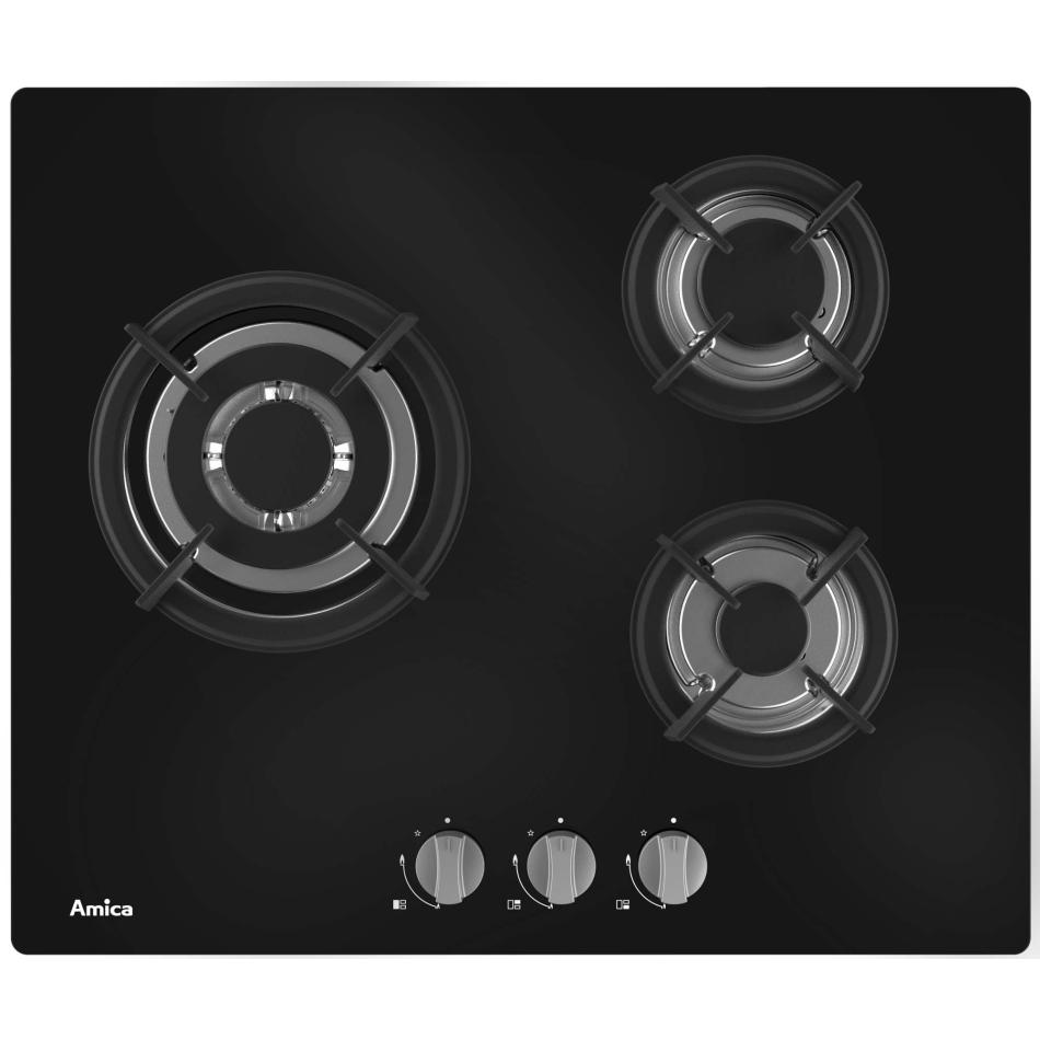 AMICA AG3631N TABLE DE CUISSON GAZ 60 cm 3 zones VERRE - vue 2