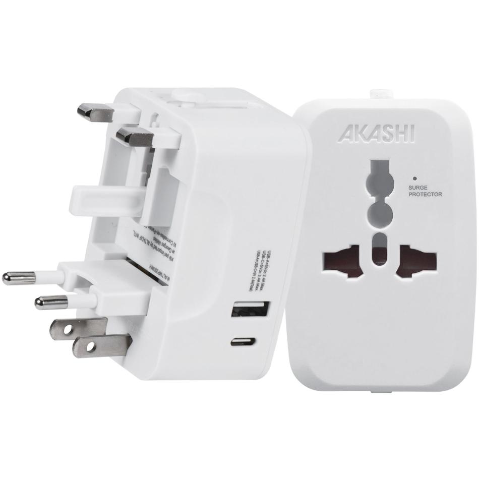 Adaptateur de Voyage 2 USB Prise International UK USA AUS NZ EU Akashi Neuf - vue 5