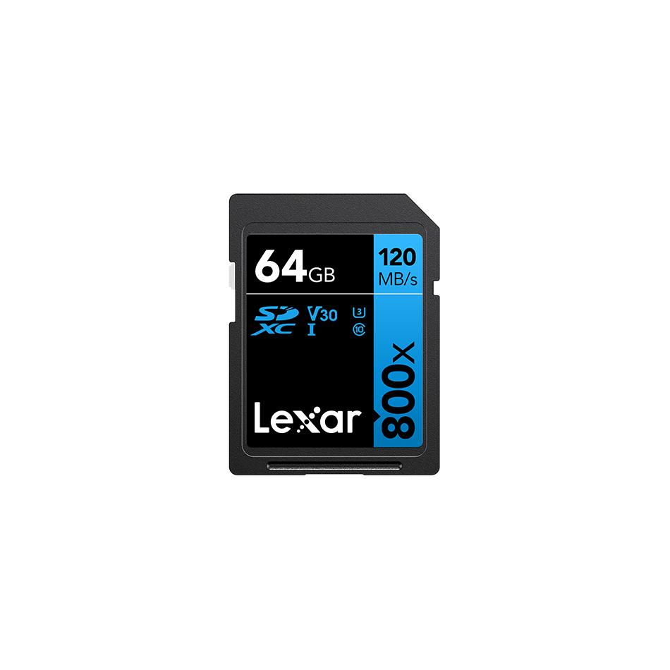 Lexar Carte SDXC 800x PRO Blue Series 64Go UHS-1 V30 - Read 150
