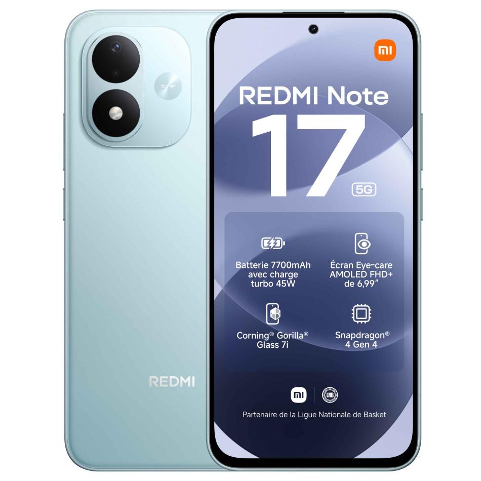 Smartphone XIAOMI REDMI Note 17 5G 6Go RAM ROM Ciel - vue 4