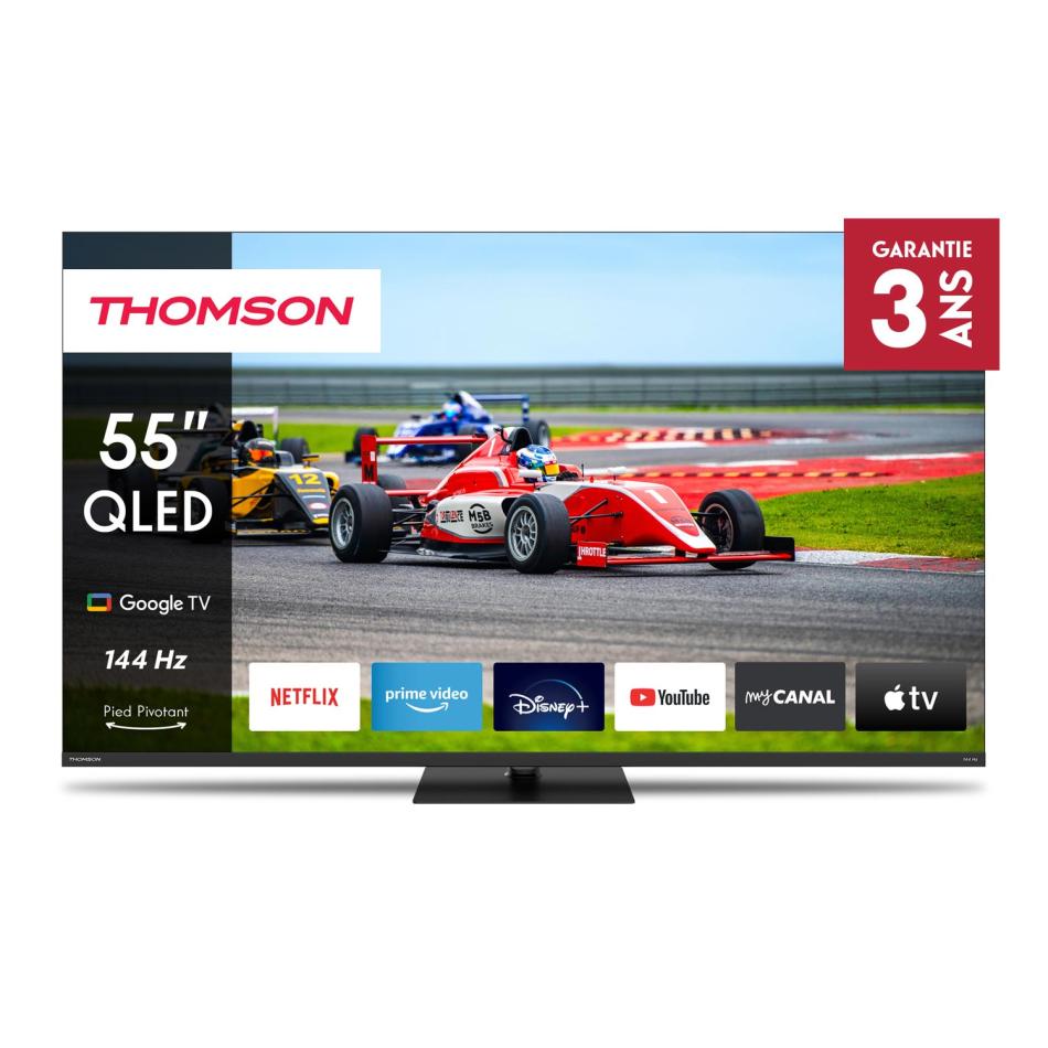 Google TV 55 QLED Pro avec pied central rotatif 144Hz 140cm 2024 - vue 9