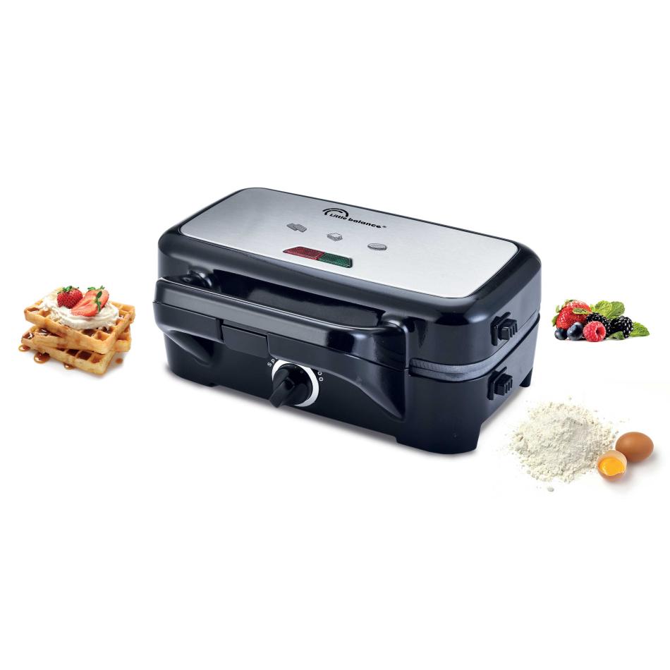 LITTLE BALANCE 8368 Speed'n Mixt 1200. Gaufrier & Grill 2 en 1. 1 plaque Gaufres. 1 plaque Gril interchangeables. . Inox - vue 3