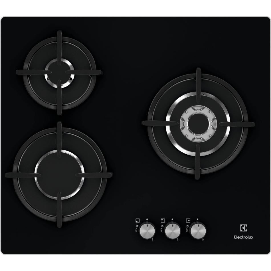 ELECTROLUX Table de cuisson gaz 3 foyers verre trempé EGT6633NOK - vue 4
