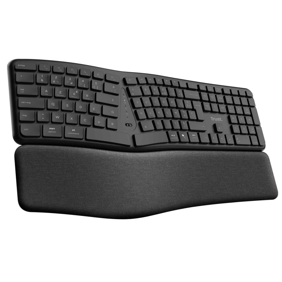 Clavier Sans Fil Trust Keyra 25705 – Ergonomique, AZERTY, Multidispositif - vue 2